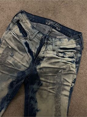 Robin's Jean Blue and Off-White Tie-Dye Skinny Jeans